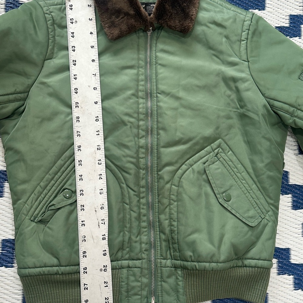 Ralph Lauren Green Bomber Jacket with Brown Collar - Picture 5 of 6